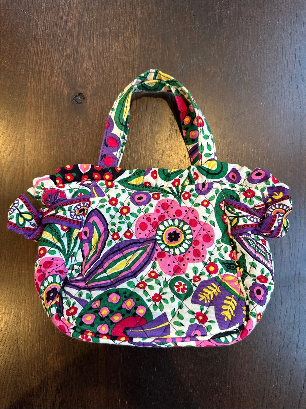 Vera Bradley Mini Tote Bag in Pink & Green